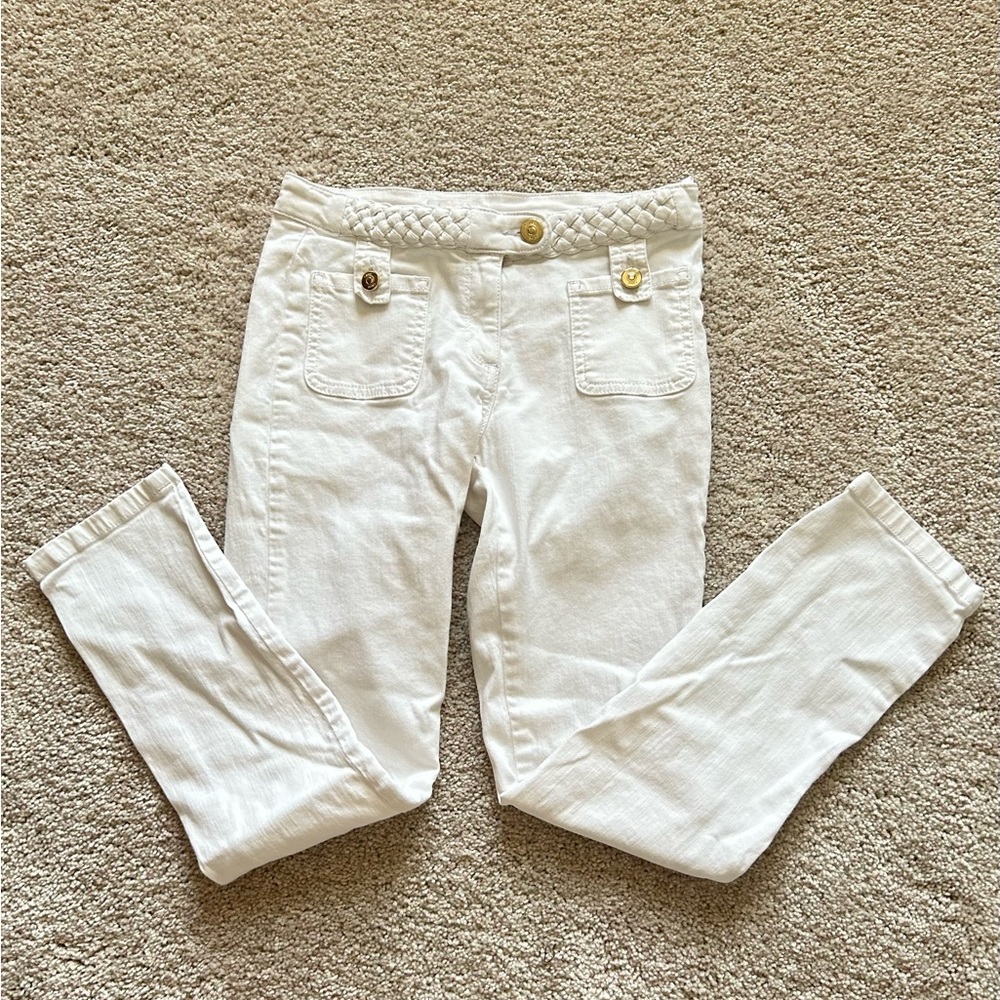 Girls White CHLOE jeans! With a braided waistband!
